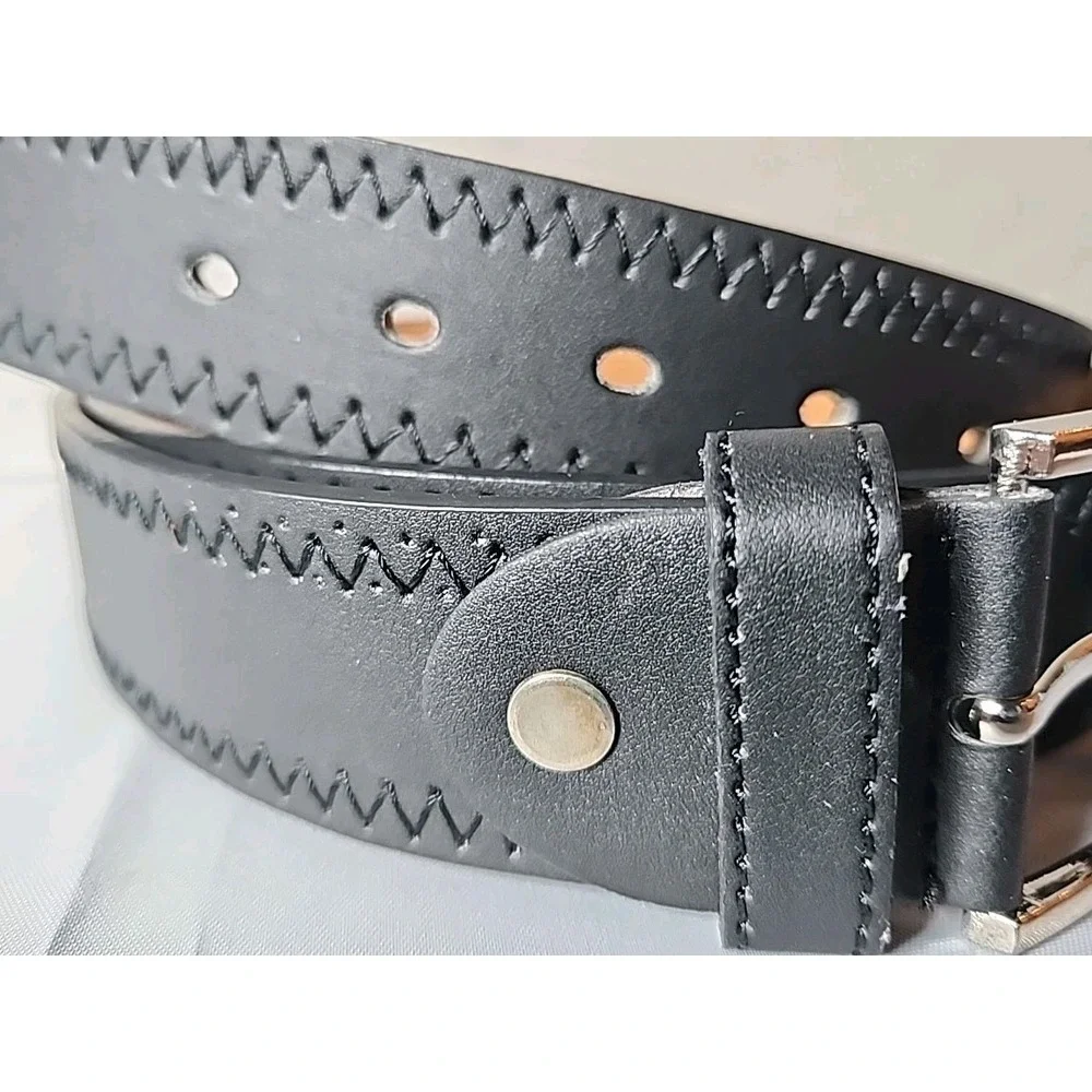 NWT Men's XL 42-44 Black Genuine Leather Work/Casual Belt 1.5